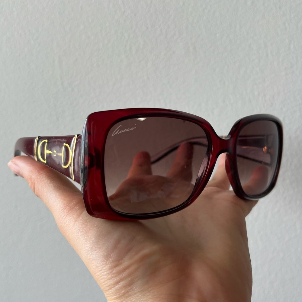 Gucci Burgundy Oversized Square Sunglasses - Picture 8 of 8